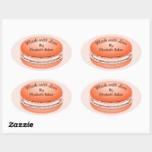 Pop Art Orange Macaron Cookie Personalisiert Ovaler Aufkleber (Blatt)
