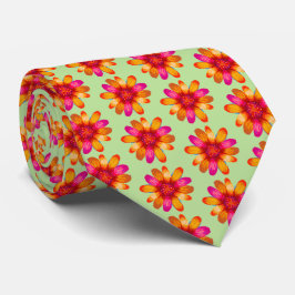 Pop Art Orange Rosa Blume Muster, hell Krawatte