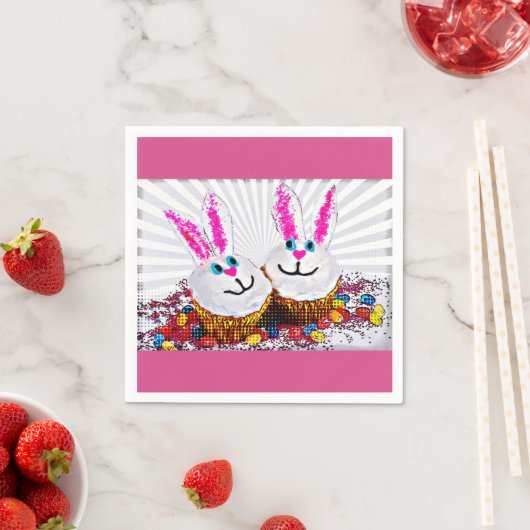 Pop Art Osterfest Bunny Cupcakes Serviette (Beispiel)