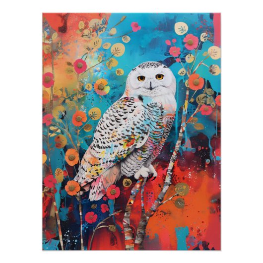 Pop Art Owl Decoupage Poster (Vorderseite)