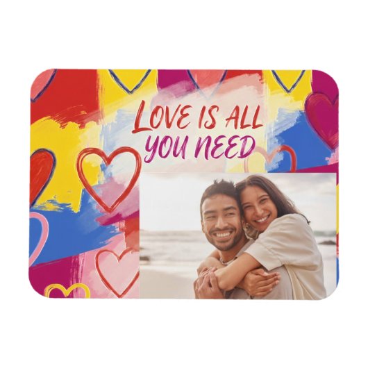 Pop Art Painterly Valentine's Day Postcard Magnet (Horizontal)