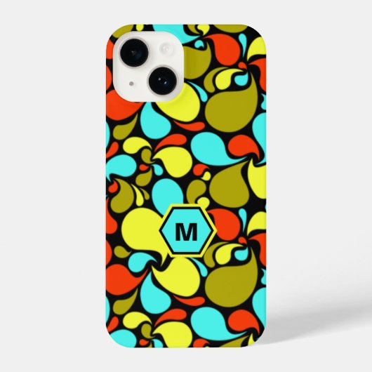 Pop Art Paisley Monogram iPhone Hülle (Rückseite)