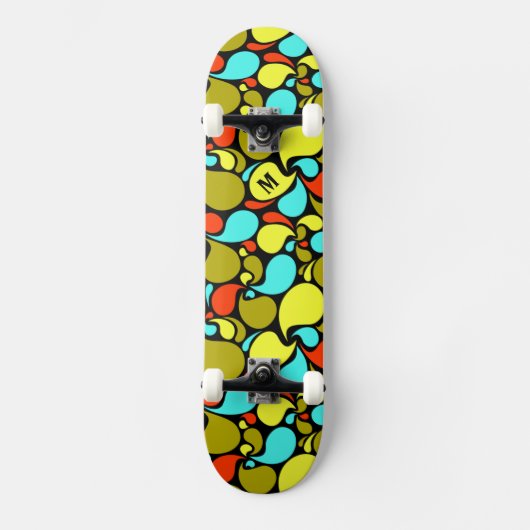 Pop Art Paisley Monogram Skateboard (Vorderseite)