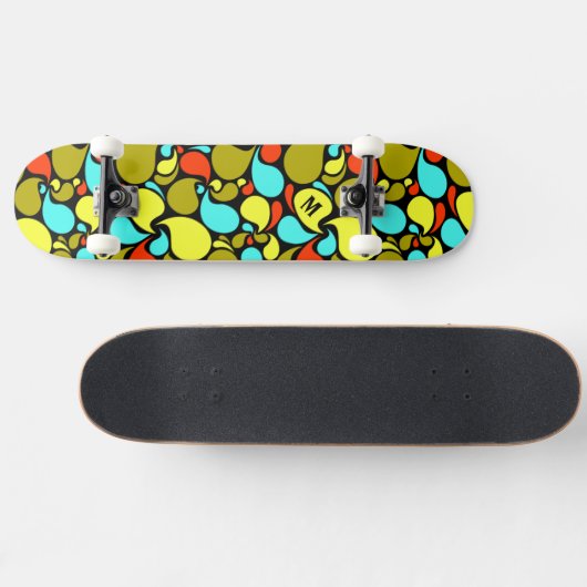 Pop Art Paisley Monogram Skateboard (Horizontal)