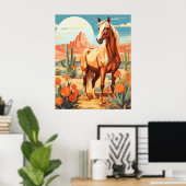 Pop Art Palomino Wüstenpferd Poster (Heimbüro)