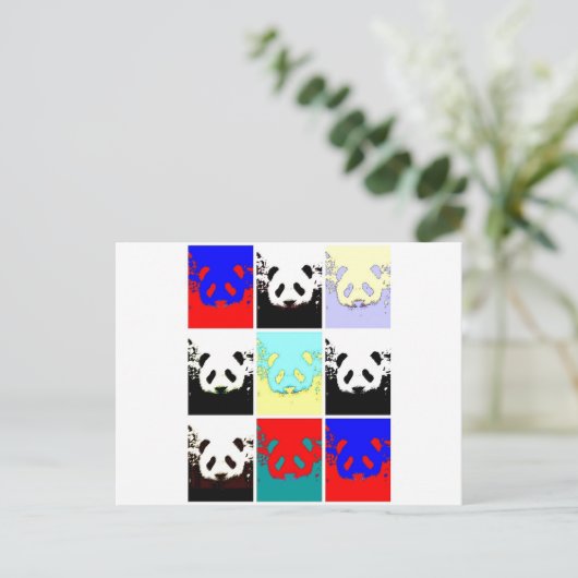 Pop Art Panda Postkarte (Stehend Vorderseite)