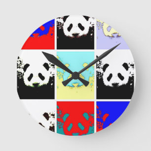 Pop Art Panda Runde Wanduhr
