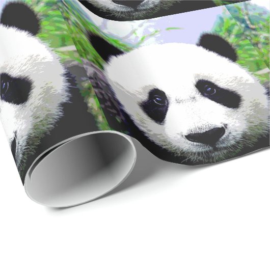 Pop Art Panda Weihnachtswackelpapier Geschenkpapier (Rolleneckpunkt)