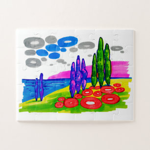 Pop-Art-Paradies – Fette grafische Landschaft Puzzle