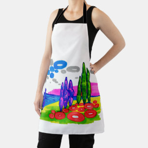 Pop-Art-Paradies – Fette grafische Landschaft Schürze