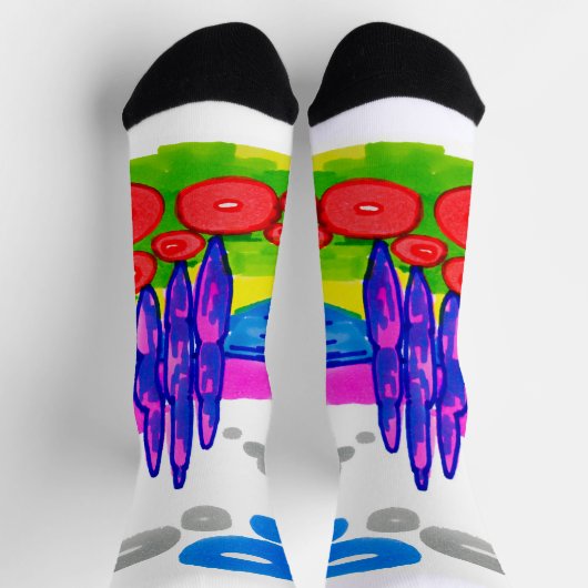Pop-Art-Paradies – Fette grafische Landschaft Socken (Oben)
