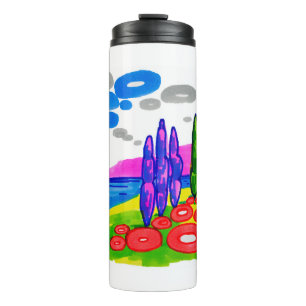 Pop-Art-Paradies – Fette grafische Landschaft Thermosbecher