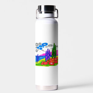 Pop-Art-Paradies – Fette grafische Landschaft Trinkflasche