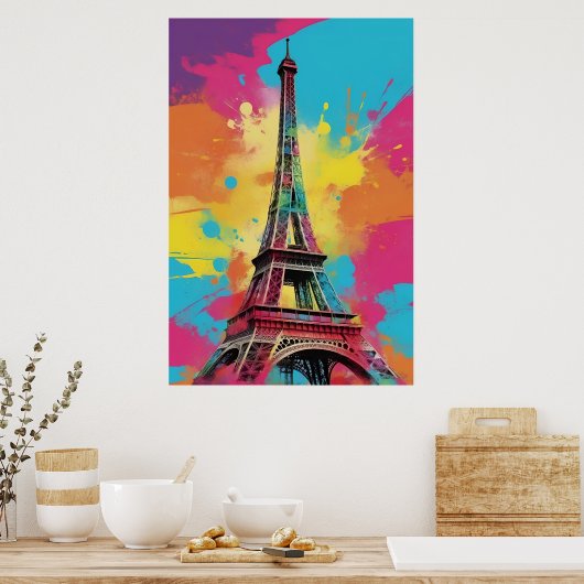 Pop Art Paris Eiffelturm Poster Monument Obelisk (Küche)