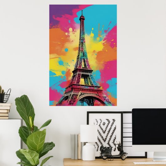 Pop Art Paris Eiffelturm Poster Monument Obelisk (Heimbüro)