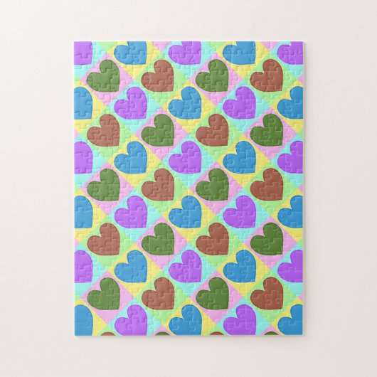 Pop Art Pastel Colored Hearts Puzzle (Vertikal)
