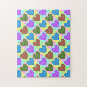 Pop-Art Pastellfarbige Herzen Puzzle