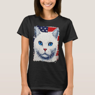 Pop-Art-patriotische weiße Katze T-Shirt