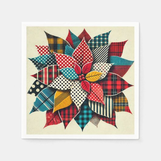 Pop Art Pattern Collage Poinsettia Découpage Serviette (Vorderseite)