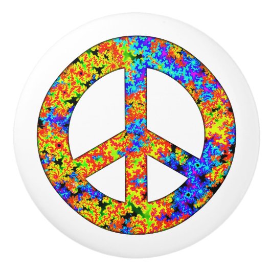 Pop Art Peace Symbol Door Knob Keramikknauf (Vorderseite)