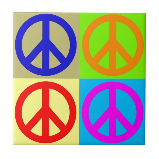 Pop Art Peace Symbol Keramik Tile Fliese (Vorderseite)