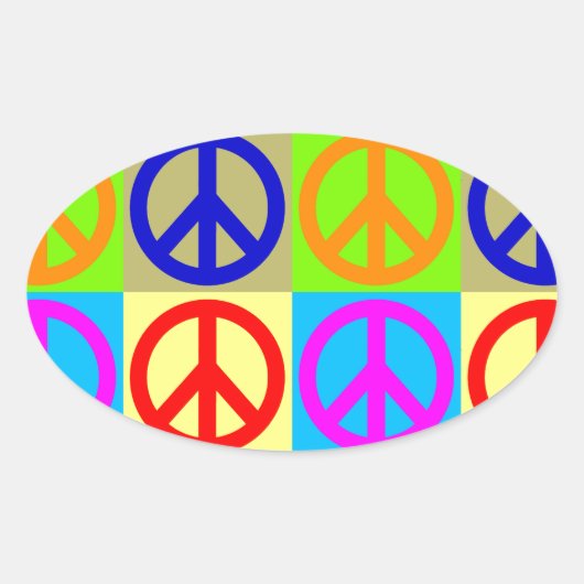 Pop Art Peace Symbol Oval Aufkleber (Vorderseite)