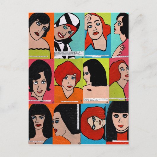 Pop Art People Collage Postkarte (Vorderseite)