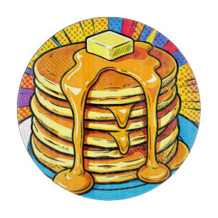 Pop-Art-Pfannkuchen-Stapel Sirup Schneidebrett