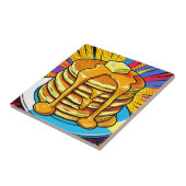 Pop-Art-Pfannkuchenstapel Sirup Fliese (Seite)