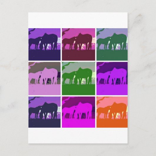 Pop Art Pferde Postkarte (Vorderseite)