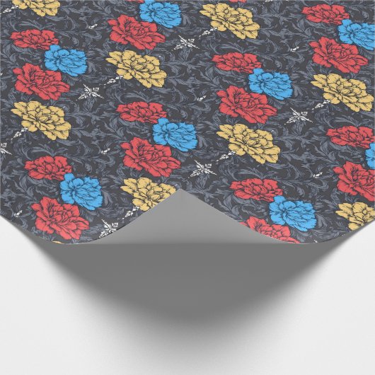 Pop-Art-Pfingstrosen-Blumenverpackungspapier Geschenkpapier (Ecke)