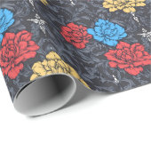 Pop-Art-Pfingstrosen-Blumenverpackungspapier Geschenkpapier (Rolleneckpunkt)