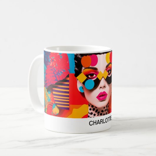 Pop Art Photo Collage Kaffeetasse (Vorderseite Links)
