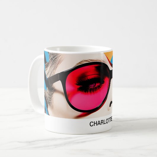 Pop Art Photo Collage Kaffeetasse (Vorderseite Links)
