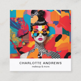 Pop Art Photo Collage Trendy Modern Quadratische Visitenkarte