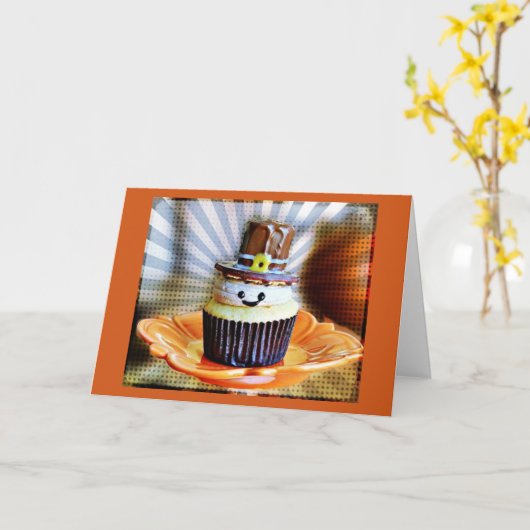 Pop-Art-Pilger-Cupcakes Karte (Gelbe Blume)