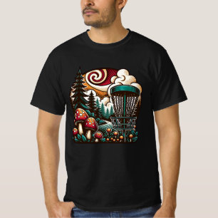 Pop-Art-Pilze und Disc-Golf-Anlage Ai-Kunst T-Shirt