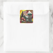 Pop Art Pilze und Disc Golf Course Kunst Quadratischer Aufkleber (Tasche)