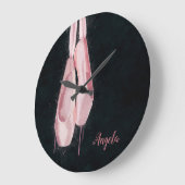 Pop Art Pink Ballet Schuhe Große Wanduhr (Winkel)