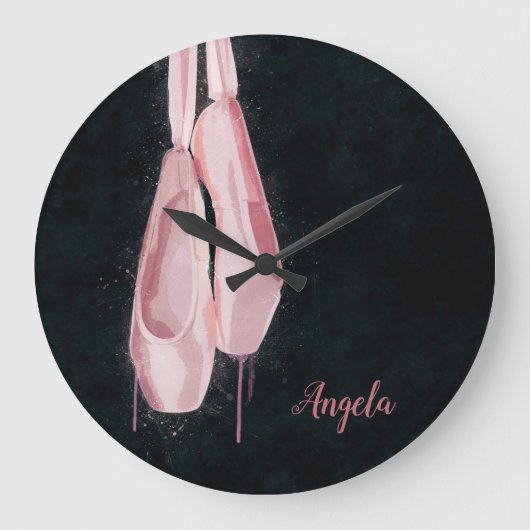 Pop Art Pink Ballet Schuhe Große Wanduhr (Vorderseite)