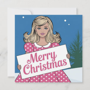 Pop Art pink Frohe Weihnachts Retro Girl