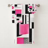 Pop Art Pink Geometry Design Badhandtuch Set (Insitu)