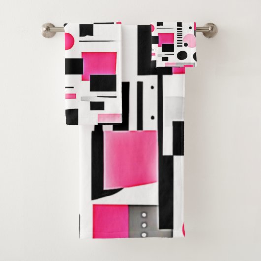 Pop Art Pink Geometry Design Badhandtuch Set (Insitu)