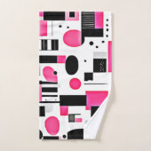Pop Art Pink Geometry Design Badhandtuch Set (Handtuch)