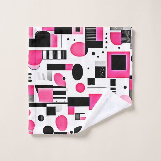 Pop Art Pink Geometry Design Badhandtuch Set (Waschlappen)