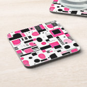 Pop Art Pink Geometry Design Getränkeuntersetzer (Linke Seite)