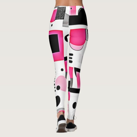 Pop Art Pink Geometry Design Leggings (Rückseite)