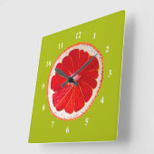 Pop Art Pink Grapefruit Art Original Aquarell Quadratische Wanduhr (Winkel)