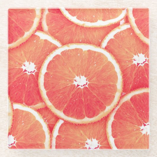 Pop Art Pink Grapefruit Slices Glasuntersetzer (Vorderseite)