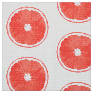 Pop Art Pink Grapefruit Slices - weißer Hintergrun Stoff